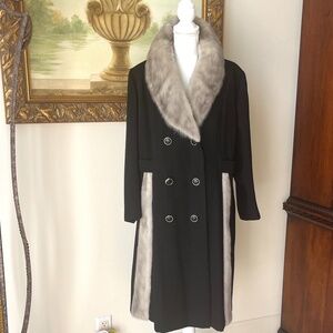 Vintage Large Kapmoor Wool Mink Black Coat Size L